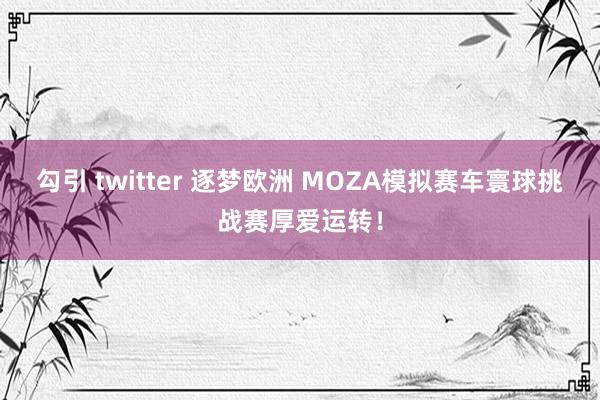 勾引 twitter 逐梦欧洲 MOZA模拟赛车寰球挑战赛厚爱运转！