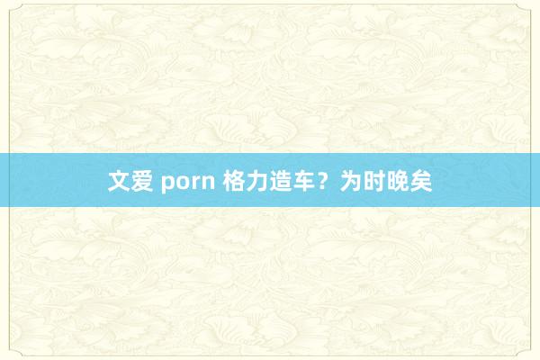 文爱 porn 格力造车？为时晚矣