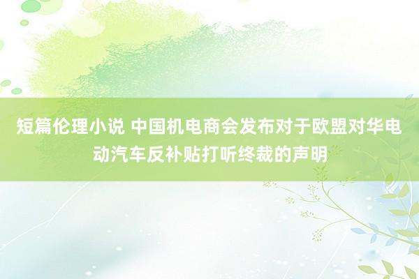 短篇伦理小说 中国机电商会发布对于欧盟对华电动汽车反补贴打听终裁的声明