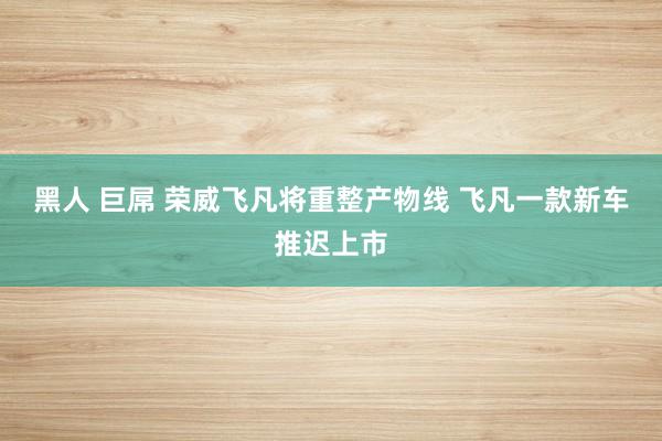 黑人 巨屌 荣威飞凡将重整产物线 飞凡一款新车推迟上市